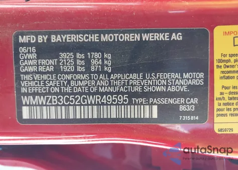 2016 Mini Countryman Cooper z USA, uszkodzony, nr VIN WMWZB3C52GWR49595